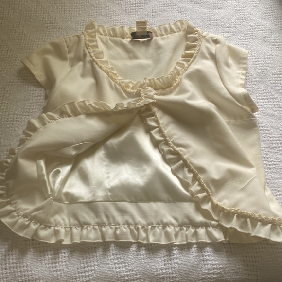 Anthropologie Shumaq Crop Ruffle Open Cotton Blend Summer Jacket L - Picture 7 of 12